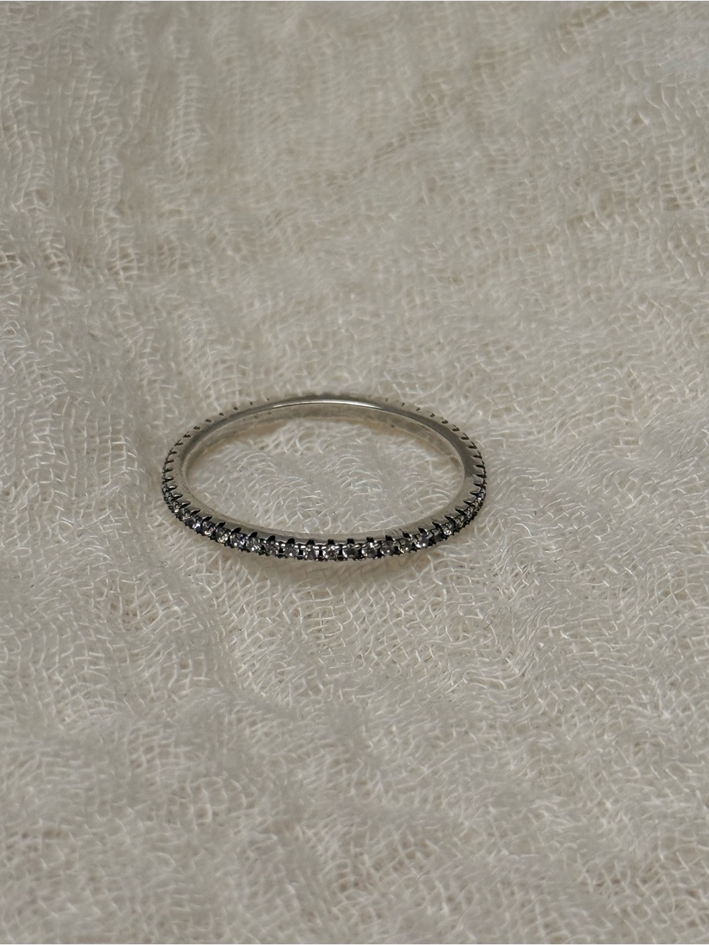 Sterling Silver Pavé Eternity Band - Clear Stone Accent, Size 7 - Picture 4 of 4